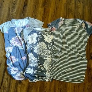 Set of 3 floral and striped maternity shirts